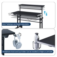 Mobile Writing Desk with Height Adjustment and Headphone Hook, Compact Worktable for Offices and Study Rooms, 35″ L x 23.5″ W x 28″ H, Black(m-7)