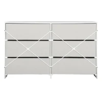 Versatile 6-Drawer Dresser with Water-Resistant Top, Ideal Storage Chest for Bedrooms, Playrooms, Entryways, 44.5" L x 16" W x 26.5" H, White(m-13)