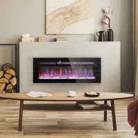 HOMCOM 50" Recessed or Wall Mounted Electric Fireplace Heater with Remote Control, Adjustable Flame Color and Brightness(m-2)