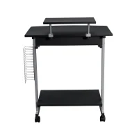 Compact Computer Cart with Adjustable Shelf and Slide-Out Keyboard, Space-Saving Desk for Dorms, 28.5" L x 20.5" W x 35.5" H, Black(m-15)