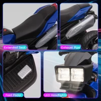 Aosom 6V Kids Motorcycle, Battery-Operated Mini Electric Motorbike with Forward/Reverse Switch, Horn, Blue(m-7)