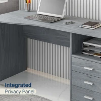 Classic Computer Desk with 3 Drawers and Side Shelf, Modern Contoured Workstation Table for Home Office Studio, 51" L x 23.5" W x 29.5" H, WengeGrey(m-6)