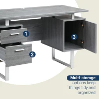 Modern White Desk with 2 Storage Drawers and Cabinet, Sleek Floating Desktop Computer Writing Table for Home Office, 51" L x 23.5" W x 30" H, Grey(m-7)