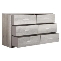 Versatile 6-Drawer Dresser with Water-Resistant Top, Ideal Storage Chest for Bedrooms, Playrooms, Entryways, 44.5" L x 16" W x 26.5" H, Gray(m-10)