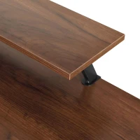 Industrial L-Shaped Desk with Raised Monitor Stand and Open Shelves, Modern Corner Computer Workstation for Home Office, 59" L x 59" W x 35" H, Walnut(m-6)