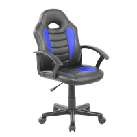 Sporty Gaming Chair with Pneumatic Height Adjustment and Non-Marking Casters, Perfect Racer-Style Chair for Kids, 21" L x 22" W x 35" H, Blue(m-6)