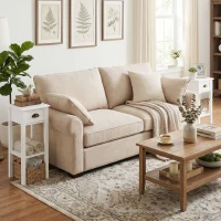 HOMCOM 2-Tier Side Tables Set of 2 with Drawer and Shelf, 2 Pieces End Tables for Living Room and Hallway, White(m-2)