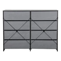 Roomy 8-Drawer Dresser with Water-Resistant Top, Ideal Storage Chest for Bedrooms, Living Rooms, TV Stand, 44.5" L x 16" W x 34.5" H, Black(m-13)