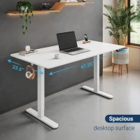 Sleek Electric Standing Desk with Memory Presets and Hooks, Height Adjustable Sit to Stand Computer Desk for Home Office, 47.5'' L x 23.5'' W x 28'' H, White(m-7)
