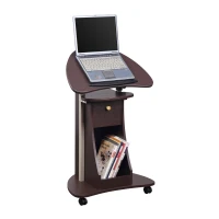 Ergonomic Sit-to-Stand Laptop Cart with Tilting Panel, Storage-Equipped Laptop Stand for Offices, 21.5″ L x 15.5″ W x 31.5″ H, Chocolate(m-6)