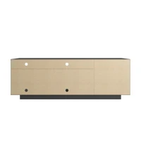 Contemporary Floating TV Stand with Patterned Cabinet Door, Modern Media Entertainment Console for Living Room, 63" L x 14" W x 21" H, Black(m-9)