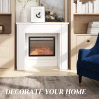 HOMCOM Modern Fireplace Mantel, Freestanding Fireplace Surround with Leg for Electric Fireplaces, 44.7" W x 40" H, White(m-4)