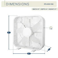 Powerful 20" Box Fan with 3 Adjustable Speed Settings, Lightweight High-Velocity Air Circulation Floor Fan for Home, 21" L x 4" W x 21" H, White(m-3)