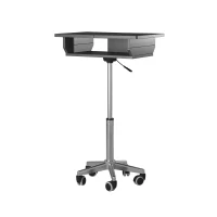Functional Laptop Cart with Foldable Panel and Open Storage Space, Portable Table for Meeting Rooms, 21″ L x 17.5″ W x 25″ H, Black(m-7)
