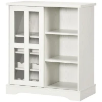 HOMCOM Sideboard Buffet Kitchen Buffet Cabinet with Wine Racks Sliding Glass Door Storage Shelves for Living Room White(m-11)