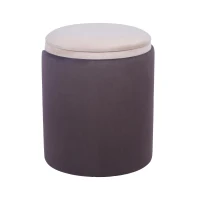 Practical Ottoman with 13" W Storage Compartment, Multi-Use Stool for Vanity Stool, Footrest, Extra Seating, 14.5" L x 14.5" W x 17.5" H, Brown(m-9)