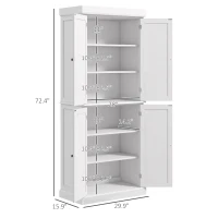HOMCOM 72" Kitchen Cabinet, Pantry Storage Cabinet with Doors and Shelves, Freestanding Food Pantry Cabinet, White(m-3)