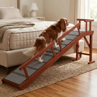 PawHut Wooden Dog Ramp with Removable Guardrails, Non-Slip Surface, 73" Long, Brown(m-8)