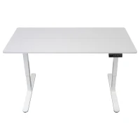 Sleek Electric Standing Desk with Memory Presets and Hooks, Height Adjustable Sit to Stand Computer Desk for Home Office, 47.5'' L x 23.5'' W x 28'' H, White(m-13)