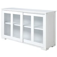 HOMCOM Sideboard Buffet Cabinet, Stackable Credenza, Coffee Bar Cabinet with Sliding Glass Door and Adjustable Shelf, White(m-11)