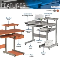 Practical Computer Desk with Slide-Out Keyboard Tray and Elevated Shelf, Ideal Workstation Table for Offices, Bedrooms, 38″ L x 22″ W x 35″ H, Brown(m-4)