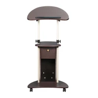 Ergonomic Sit-to-Stand Laptop Cart with Tilting Panel, Storage-Equipped Laptop Stand for Offices, 21.5″ L x 15.5″ W x 31.5″ H, Chocolate(m-2)