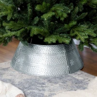 HOMCOM Christmas Tree Collar, Steel Tree Ring Skirt, Home Xmas Decoration for Christmas Tree, 26" x 26" x 9", Bright Silver(m-10)