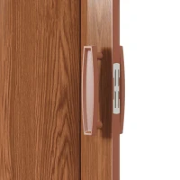 Stylish Foldable Accordion Door with Magnetic Close Latch, Space-Saving Interior PVC Sliding Door for Closet, 32" L x 0.5" W x 80" H, Walnut(m-6)