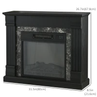 HOMCOM Electric Fireplace Mantel Wood Surround, Freestanding Fireplace Heater with Realistic Flame, Adjustable Temperature, Timer, Overheating Protection, and Remote Control, Black(m-3)