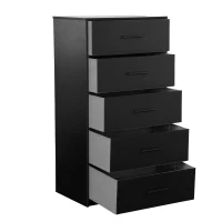 Spacious 5-Drawer Dresser with Water-Resistant Top, Ideal Storage Chest for Bedrooms, Playrooms, Entryways, 22.5" L x 15.5" W x 43" H, Black(m-10)