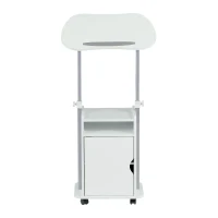 Practical Laptop Cart with Adjustable Tilting Panel, Mobile Workstation for Home Offices, Classrooms, or Bedside, 23.5″ L x 15.5″ W x 31.5″ H, White(m-2)