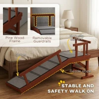 PawHut Wooden Dog Ramp with Removable Guardrails, Non-Slip Surface, 49" Long, Brown(m-5)