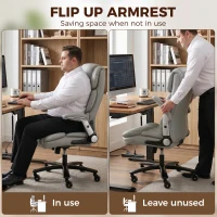 HOMCOM Ergonomic Office Chair with Inflatable Adjustable Lumbar Support, 400 Lbs Heavy Duty High Back Desk Chair, Light Gray(m-5)