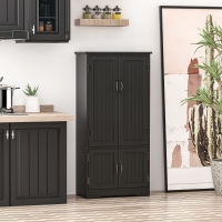 HOMCOM 48" 4-Door Storage Cabinet Multi-Storey Large Space Pantry with Adjustable Shelves Black