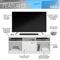 Sleek White TV Stand with Centered Sliding Door, Modern Media Entertainment Console Center for Living Room, 61" L x 15.5" W x 27" H, White(m-4)