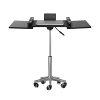 Functional Laptop Cart with Foldable Panel and Open Storage Space, Portable Table for Meeting Rooms, 21″ L x 17.5″ W x 25″ H, Black(m-10)