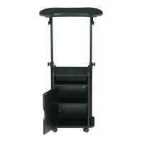 Practical Laptop Cart with Adjustable Tilting Panel, Mobile Workstation for Home Offices, Classrooms, or Bedside, 23.5″ L x 15.5″ W x 31.5″ H, Black(m-11)