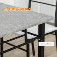 HOMCOM Kitchen Table and Chairs for 4, Modern Dining Table Set with Padded Sponge Cushion Chairs and Marble Textured Dining Table, Light Grey and Black(m-5)