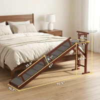 PawHut Wooden Dog Ramp with Removable Guardrails, Non-Slip Surface, 70.5" Long, Brown(m-3)