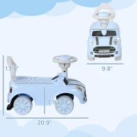 Qaba Foot to Floor Toddler Ride on Toy, Sliding Car w/ Horn, No Tip Anti-Over-Backwards System for 18-36 Months, Light Blue(m-3)