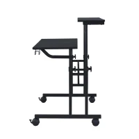 Mobile Writing Desk with Height Adjustment and Headphone Hook, Compact Worktable for Offices and Study Rooms, 35″ L x 23.5″ W x 28″ H, Black(m-15)