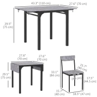 HOMCOM Foldable Dining Table Set for 2, Drop-Leaf Kitchen Table with 2 Chairs for Apartments, Studios, Natural Drop-leaf Dining Table Set Includes 2 Chairs(m-3)