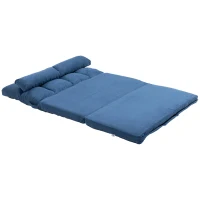 HOMCOM Convertible Recliner Sofa, Folding Floor Sofa Chair with Adjustable Backrest and Headrest, Blue(m-1)