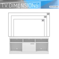Sleek White TV Stand with Centered Sliding Door, Modern Media Entertainment Console Center for Living Room, 61" L x 15.5" W x 27" H, White(m-5)