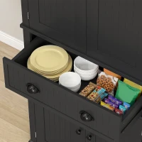 HOMCOM 72" Tall Kitchen Pantry Cabinet, Modern Buffet Storage Cabinet with 4 Beadboard Doors, Drawer and Adjustable Shelves, Black(m-10)