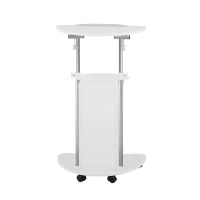 Ergonomic Sit-to-Stand Laptop Cart with Tilting Panel, Storage-Equipped Laptop Stand for Offices, 21.5″ L x 17″ W x 31.5″ H, White(m-12)