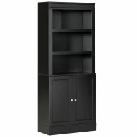 HOMCOM 72" Kitchen Buffet with Hutch, Kitchen Pantry Cupboard with 2 Door Cabinet, and 2 Adjustable Shelves, Black(m-1)