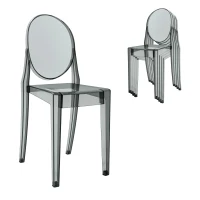 Set of 4 Ghost Chairs with Durable Acrylic Construction, Ideal Event Chairs for Formal Events and Casual Gatherings, 14.5" L x 20" W x 35.5" H, Gray(m-5)