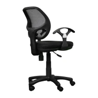 Breathable Office Chair with Contoured Fabric Seat Cushion and Contoured Armrests, Task Chair for Offices, 23.5" L x 22.5" W x 35" H, Black(m-8)