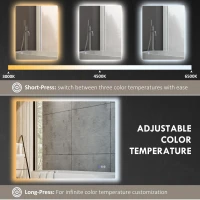HOMCOM Dimmable Bathroom Mirror with Lights, 37" x 35" Backlit LED Mirror w/ Anti-Fog, Memory & Infinite Color Temperature(m-5)